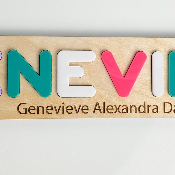 Name Puzzle, Wooden Name Puzzle, Wooden Name Cut Out, Learn to Spell your Name, Custom Gift for Girls and Boys, Perfect Baby Shower Gift