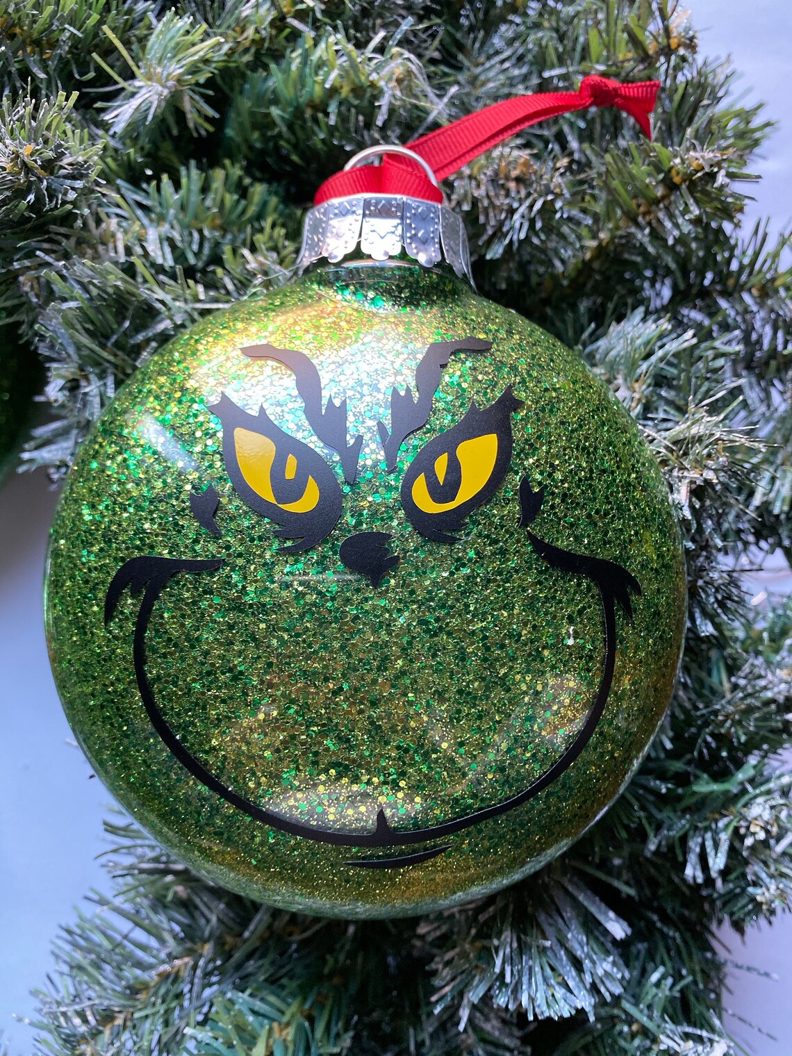 Set of 4 Grinch Inspired Ornaments Customizable Christmas | Etsy
