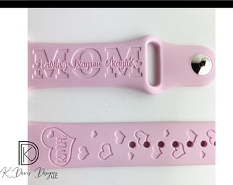 Personalized Valentine's Gift for Mom, Watch Band, Monogramed Laser Engraved Watch Bands