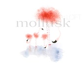 Impresión del arte flamenco, vivero Decor, acuarela, Ilustración de flamencos rosados
