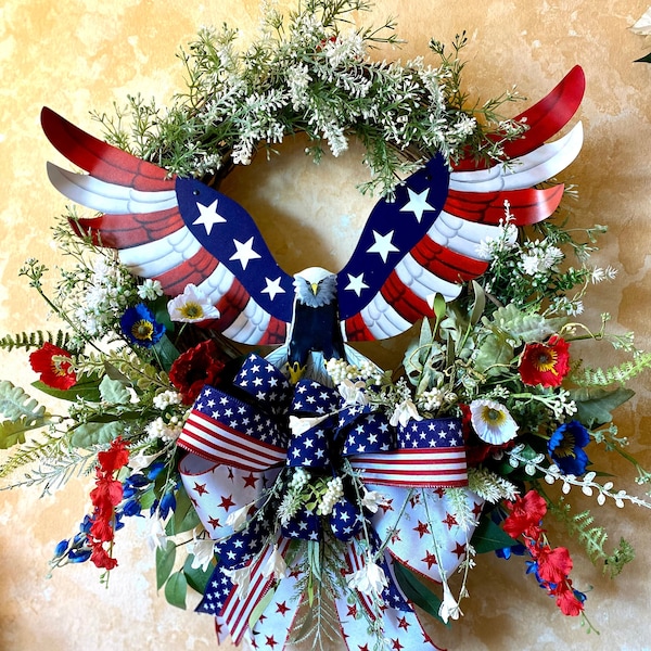 Eagle Wreath for front Door,4th of July Decor,Summer Patriotic Decor ,American Eagle Wreath, Summer Patriotic Wreath ,Twig Patriotic Wreath