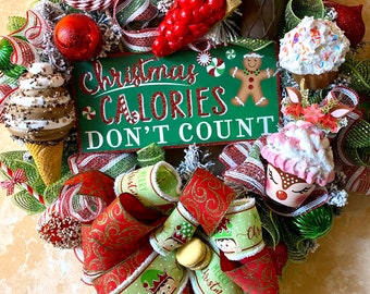 READY to Ship ,Handmade Christmas Wreath,Fake Sweet Decor,Candy Land Decor,Whimsical Decor,XMAS Wreath ,Candyland  XMAS Wreath.
