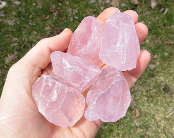 Cristal de cuarzo rosa en bruto de 1,5" - Trozo de piedra de cuarzo rosa rosado - Piedra del amor - Cuarzo rosa en bruto - Cristal de meditación - Piedra del chakra del corazón
