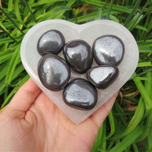 Hematite Tumbled Stone 1" - Hematite Crystal - Polished Stones - Tumbled Crystal - Root Chakra Stone - Grounding Protection Stone