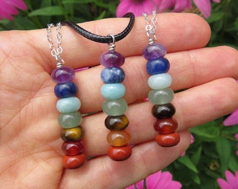 7 Chakra Stone Necklace - Chakra Crystal Necklace -  Chakra Jewelry - Spiritual Necklace - Rainbow Crystal Necklace