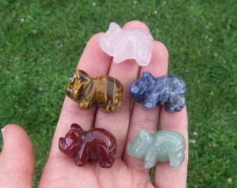Mini Crystal Pig Figurine  1" - Carved Stone Animal Carving - Pig Gift - Stone Pig Crystal Animal - Pig Decor