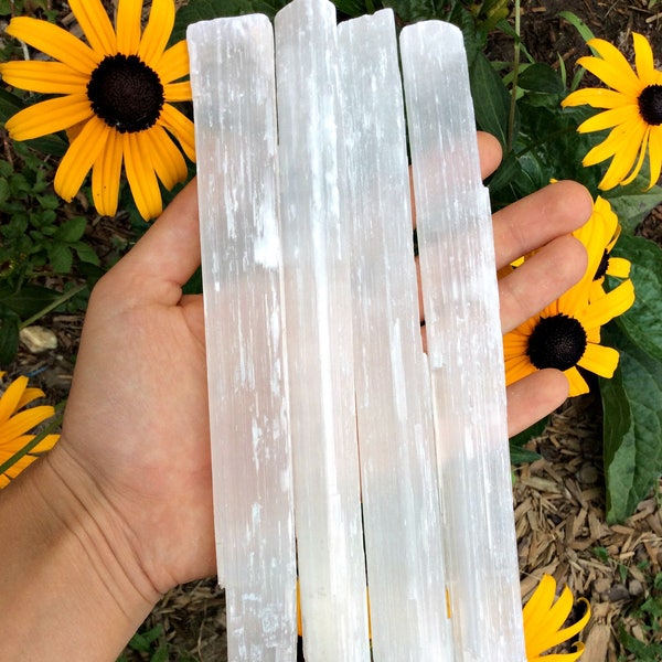 Large Selenite Wand 7"- 8" - Raw Selenite Stone Bar - Natural Selenite Crystal Wand - Selenite Stick - Cleansing Crystal Healing Stone