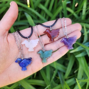 Crystal Hummingbird Necklace - Hummingbird Jewelry - Crystal Animal Necklace - Stone Bird Necklace - Crystal Bird Jewelry - Birdwatcher Gift