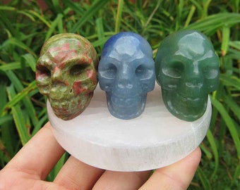 Crystal Skull Carving 1.5" - Small Crystal Skull Figurine - Carved Stone Skull - Halloween Skull Decor - Skull Gift - Halloween Crystal