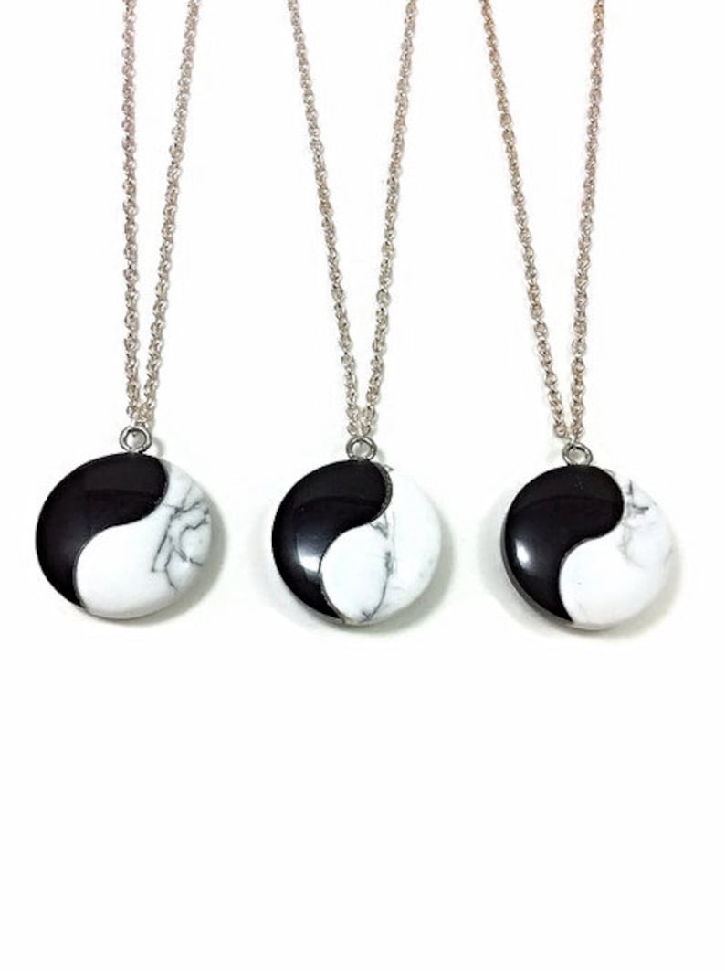 Yin Yang Pendant Spiritual Crystal Necklace Yin Yang Necklace Black White Stone Necklace- Balance Necklace- Zen Yoga Necklace