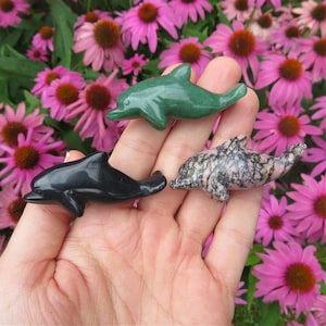 Crystal Dolphin Figurine 2&quot; - Carved Crystal Animal Stone - Dolphin Gift - Dolphin Decor