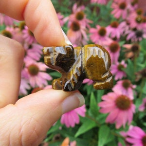 Mini Crystal Bear Figurine 1&quot; - Bear Stone Animal Carving - Brown Bear Gift - Carved Crystal Animal Figurine - Bear Spirit Animal