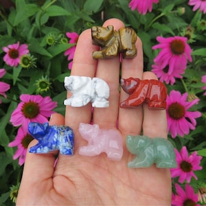 Mini Crystal Bear Figurine 1&quot; - Carved Stone Animal - Bear Stone Carving - Bear Gift - Small Crystal Animal - Bear Spirit Animal