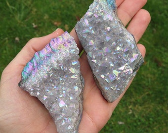 Racimo de amatista con aura de arcoíris de 2,5" - Racimo de cristal de amatista - Piedra de arcoíris - Regalo de cristal - Piedra de amatista