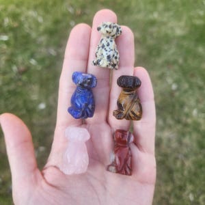 Mini Crystal Dog Figurine 1&quot; - Carved Stone Animal Carving - Dog Gift - Crystal Animal Totem