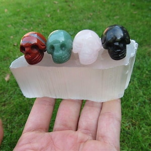 Small Crystal Skull Figurine .75&quot; - Carved Stone Skull - Mini Crystal Skull Statue - Halloween Skull Decor - Skull Gift