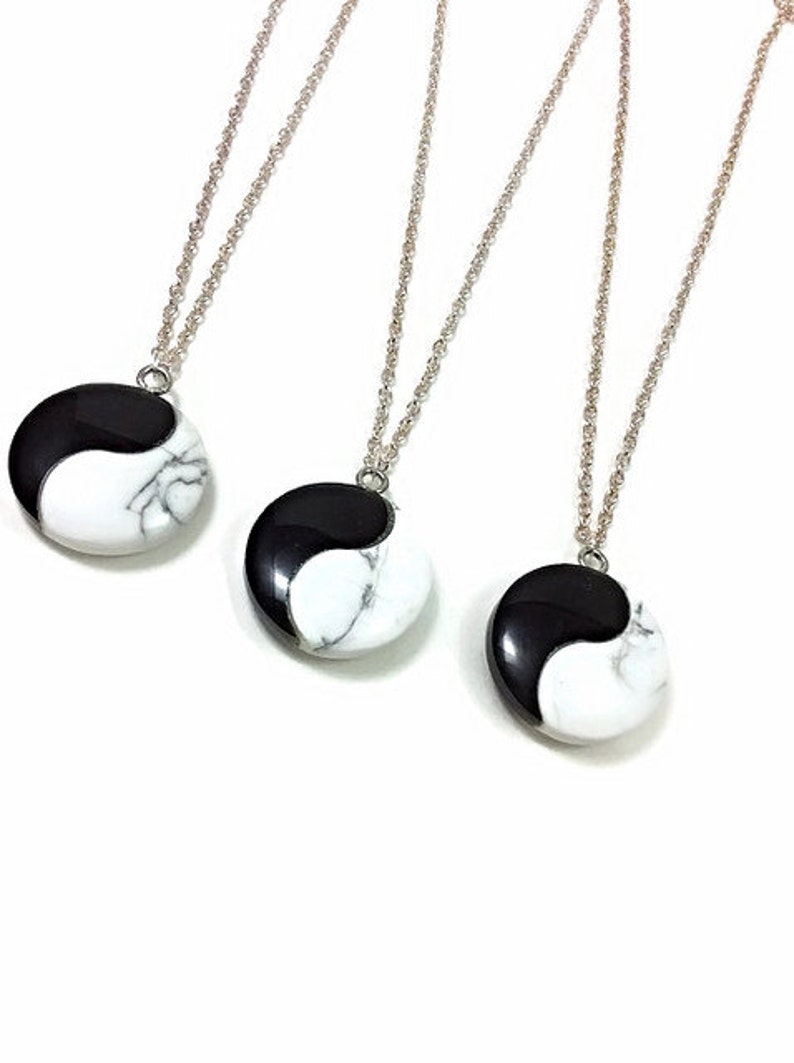 Yin Yang Pendant Spiritual Crystal Necklace Yin Yang Necklace Black White Stone Necklace- Balance Necklace- Zen Yoga Necklace