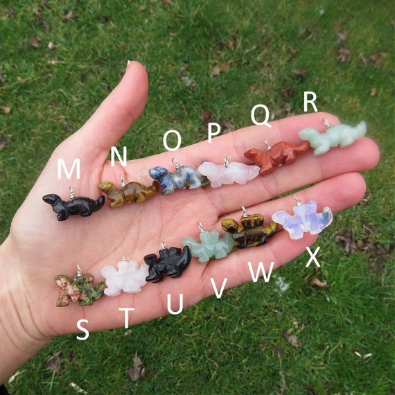 Crystal Dinosaur Necklace - Carved Stone Dinosaur Crystal