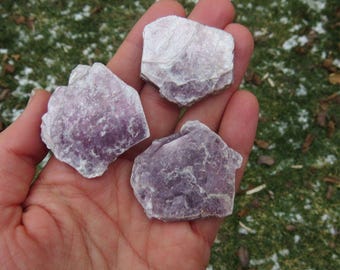 Losa de piedra de lepidolita en bruto - Cristal de lepidolita natural - Piedra de ansiedad - Piedra curativa de cristal para la ansiedad para el estrés, la paz y la calma