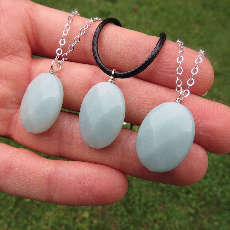 Amazonite Crystal Necklace Sterling Silver - Amazonite Stone Necklace - Blue Crystal Necklace - Amazonite Jewelry - Crystal for Calm image 4