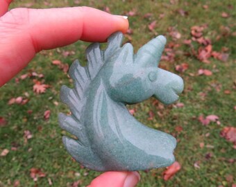 Aventurine Crystal Unicorn Figurine 2" - Crystal Animal Carving - Aventurine Stone Unicorn Gift - Green Unicorn Decor - Good Luck Stone