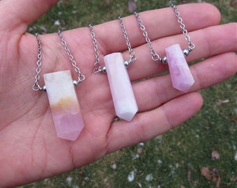 Pink Aragonite Crystal Necklace - Crystal Point Necklace - Aragonite Jewelry - Pink Stone Necklace