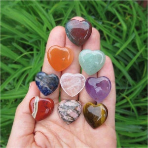 Mini Crystal Heart Stone Carving .75&quot; - Carved Crystal Heart - Love Stone - Crystal Healing Stone - Heart Gift - Pocket Stone