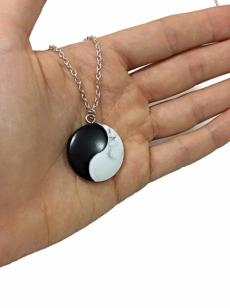 Yin Yang Pendant Spiritual Crystal Necklace Yin Yang Necklace Black White Stone Necklace- Balance Necklace- Zen Yoga Necklace