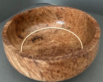 Cuenco grande de madera de arce con incrustaciones de arce