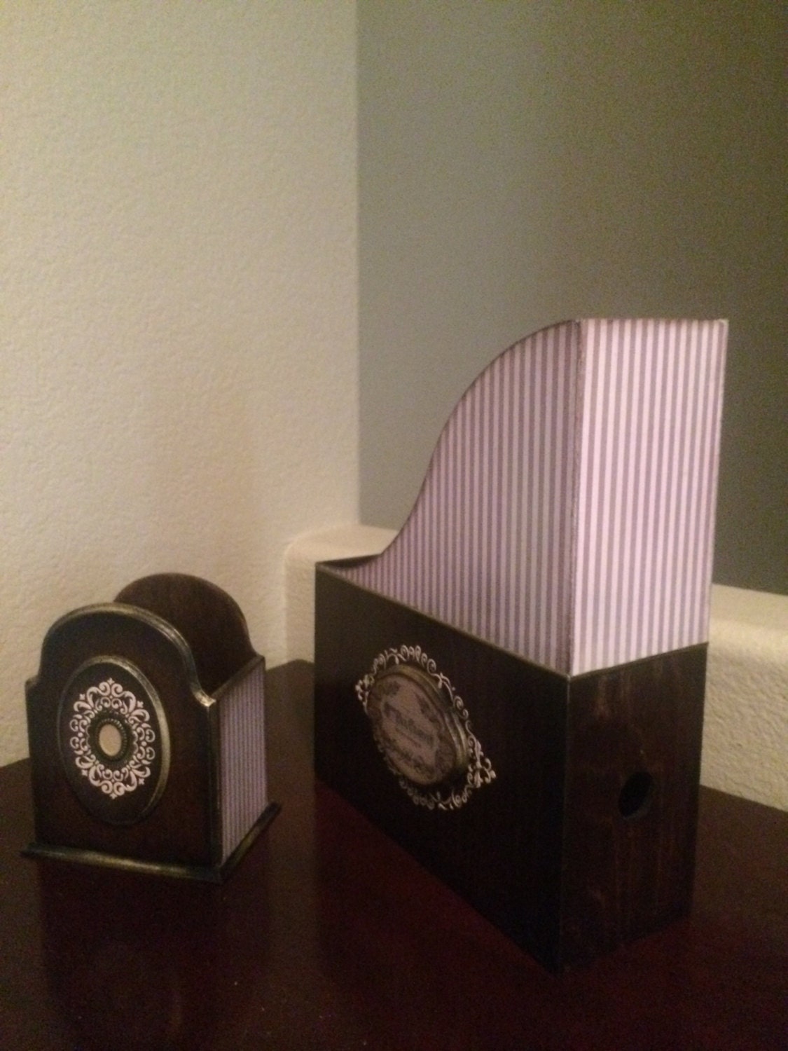 Decoupage oranizer set Decoupage magazine holder Decoupage Etsy