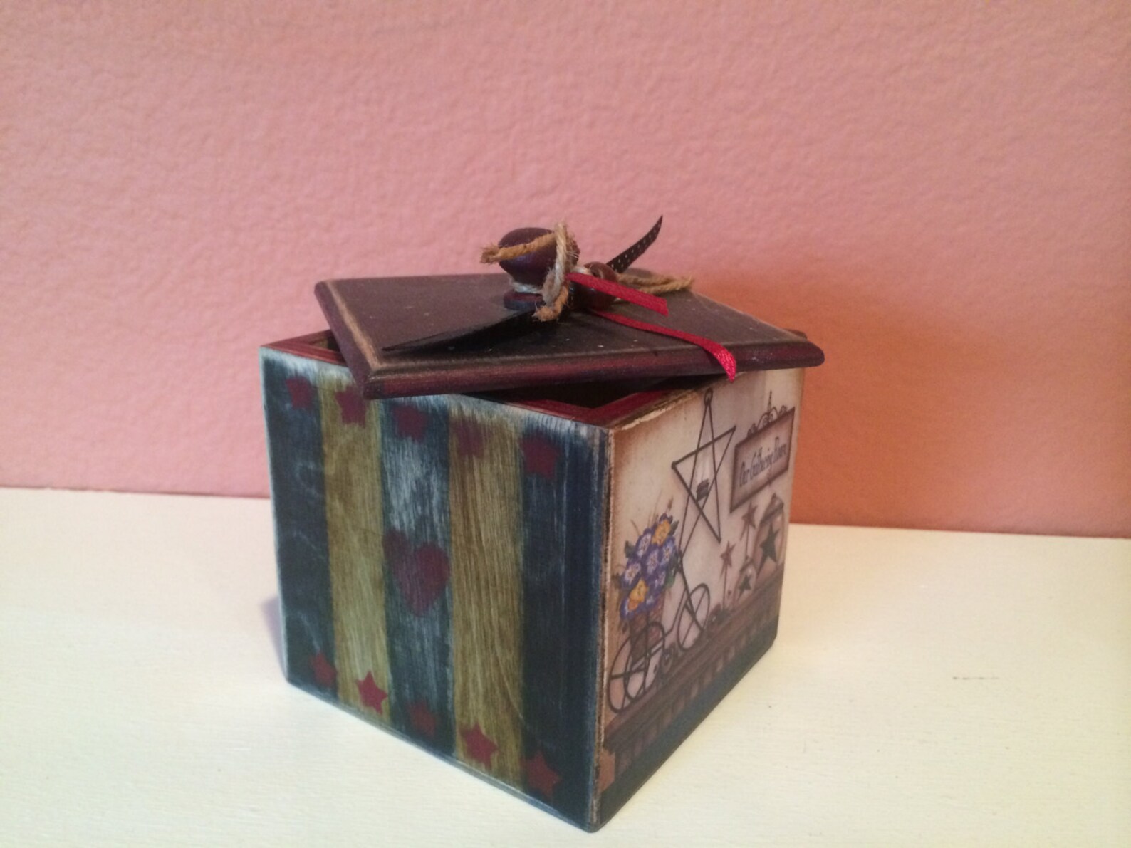 Decoupage Wooden Box Set Country Style Box Set Decoupage Decor Etsy