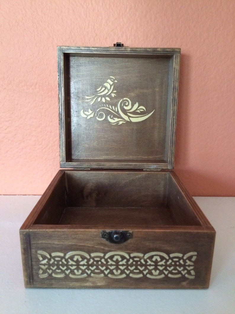Decoupage Wooden Box Handmade Storage Box Decoupage Jewelry Etsy