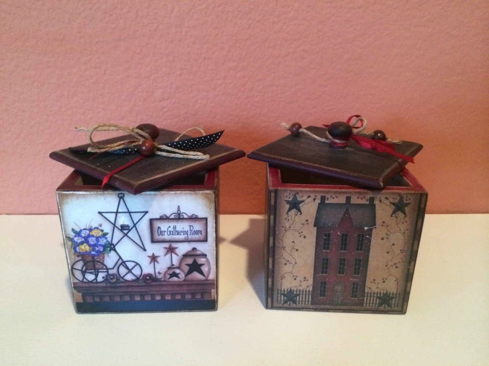 Decoupage Wooden Box Set Country Style Box Set Decoupage Decor Etsy