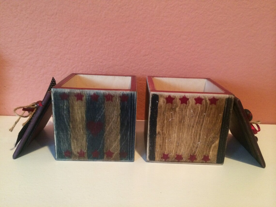 Decoupage Wooden Box Set Country Style Box Set Decoupage Decor Etsy