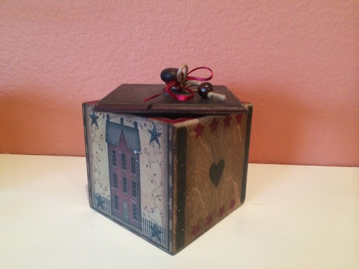 Decoupage Wooden Box Set Country Style Box Set Decoupage Decor Etsy