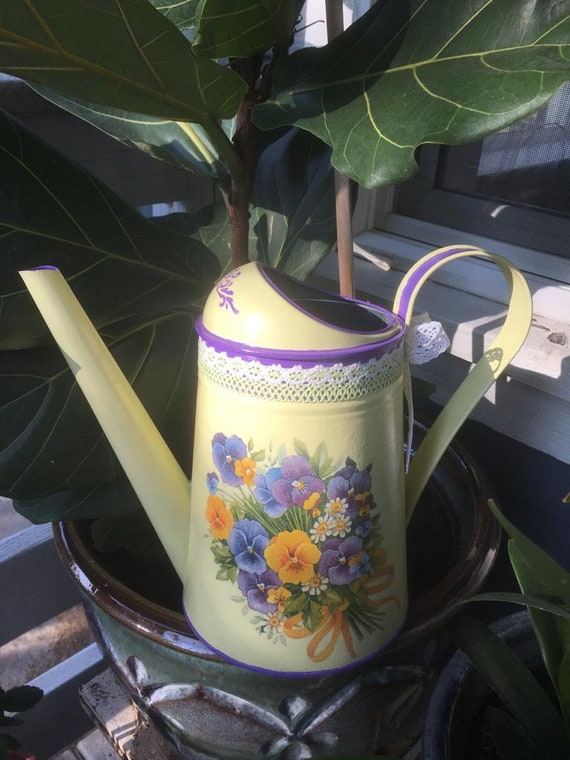 Watering Can Decoupage Watering Can Decorative Watering Can Etsy