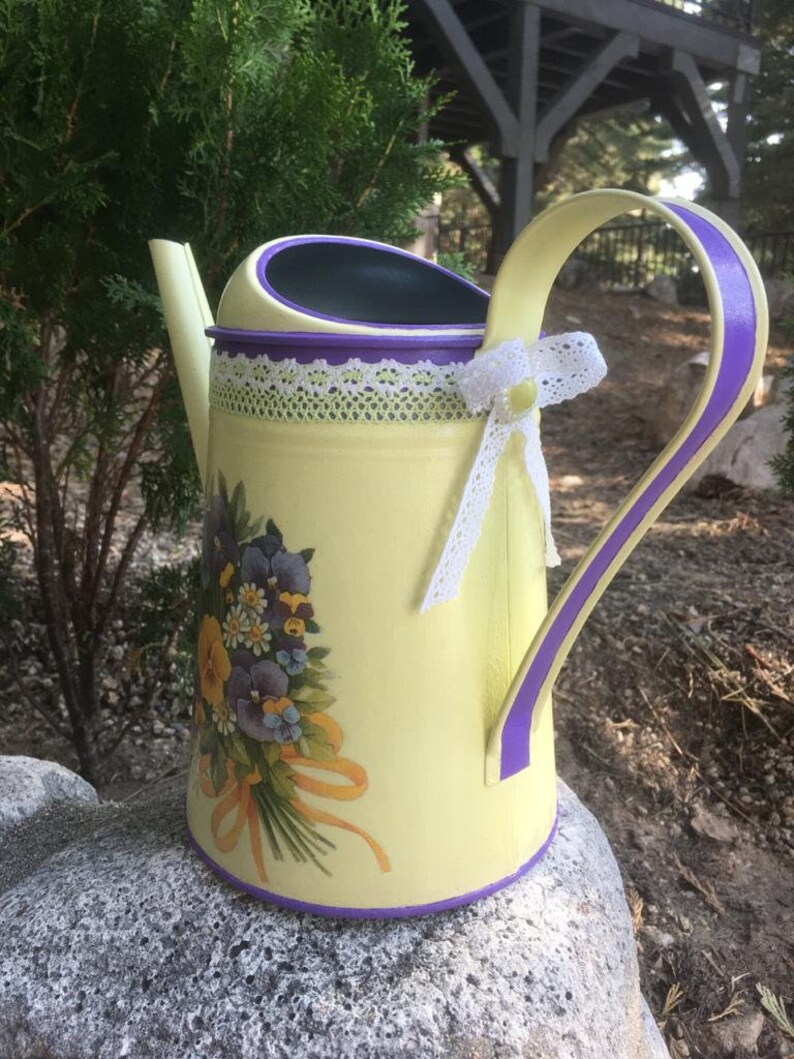 Watering Can Decoupage Watering Can Decorative Watering Can Garden