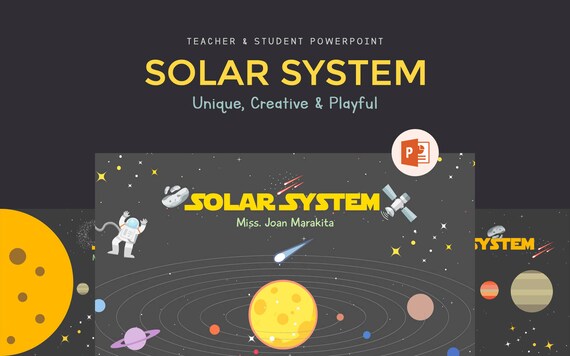 Solar System Teacher And Student Powerpoint Presentation Template Editable Vector Illustration And Unlimited Colors