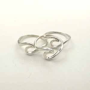 Silver wave ring, Stackable, beach rings, Sterling silver surf ring