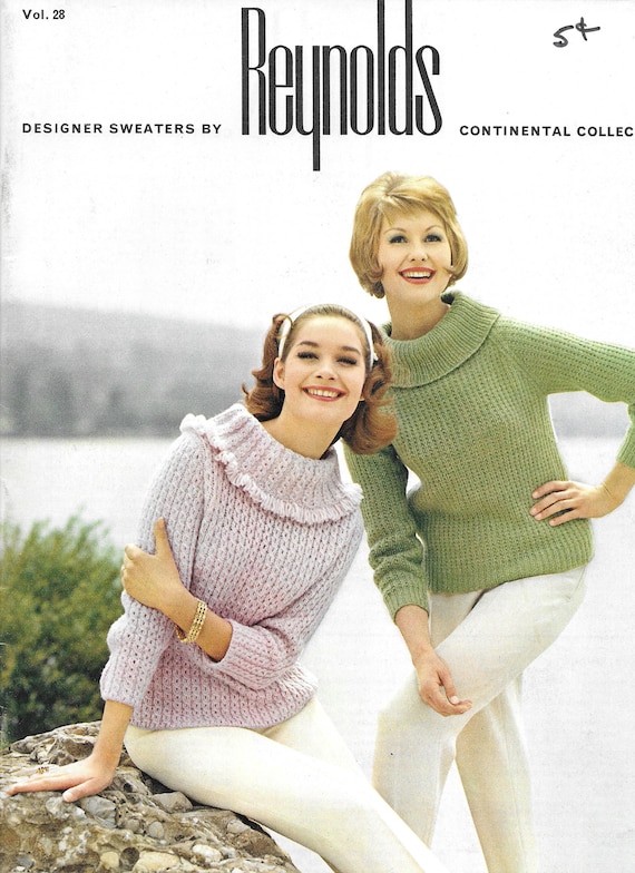Vintage Knitting Patterns Continental Hand Knits Designer Sweaters By Reynolds Sweaters Adults Knitting Patterns 60s Fashion