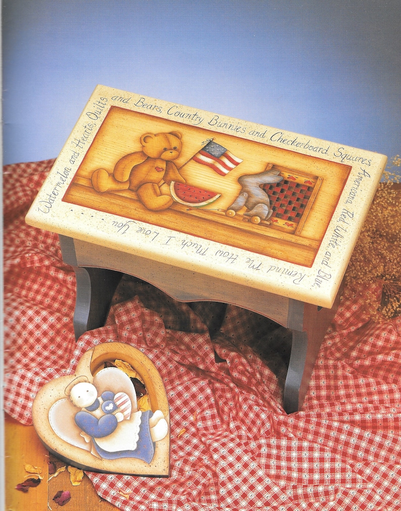 Bears Folk Designs Vintage Booklet Bless Your Hearts by Dianna Marcum Decorative Craft Book Bunnies Angels Little Girl Bonnet