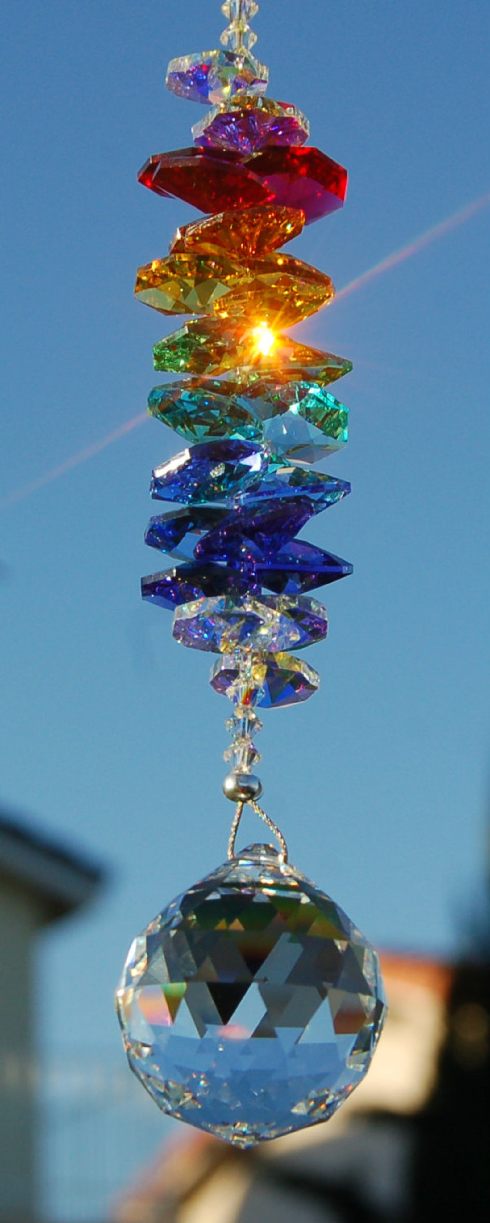 RAINBOW Crystal Suncatcher Car Charm Swarovski 30mm Crystal Etsy