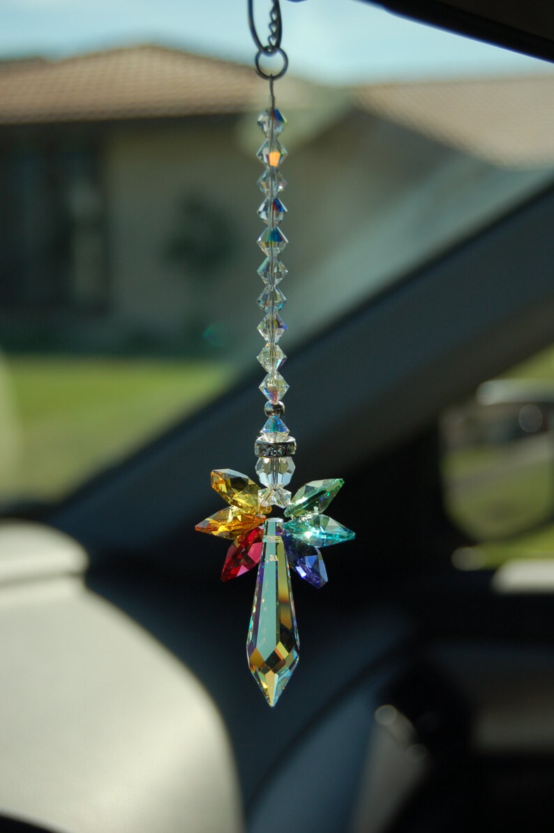 Angel Crystal Suncatcher Car Charm Swarovski Crystal Etsy