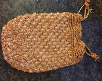 Spectacular 1960s Oggi Domani in Europa Gold Crochet and Clear Bead Bag