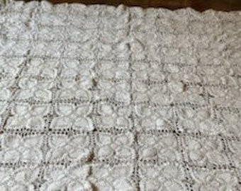 Magnificent  Vintage Hand Crochet Tablecloth.