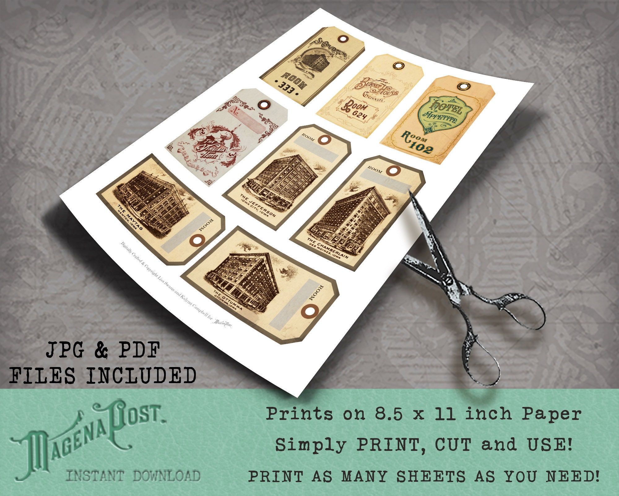 8 Vintage Hotel Room Key Tags Antique Paper Ephemera Etsy