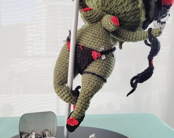 Burlesque Stripping Mushroom Crochet Decoration