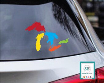 Lakes Rainbow Decal: Colorful Map Sticker (Indoor/Outdoor Use)