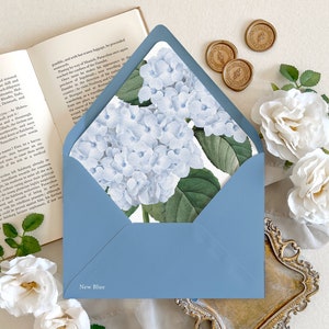 Blue hydrangea envelope liner | Fine art envelope liner, Vintage floral envelope liner, Elegant Wedding envelope, Hydrangea wedding envelope