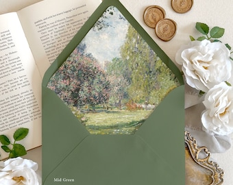 Garden wedding envelopes | Fine art wedding envelope liner, Impressionist painting envelope liner, Elegant Wedding envelope, Floral envelope